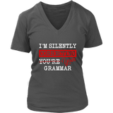 "I'm Silently Correcting Your Grammar" V-neck Tshirt - Gifts For Reading Addicts