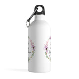 Books Are My Happy Place - Stainless Steel Eco-friendly Water Bottle with bookish floral design - Gifts For Reading Addicts