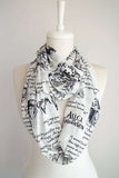 Alice in Wonderland Book Quotes Handmade Infinity Scarf Limited Edition - Gifts For Reading Addicts