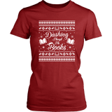 "Dashing Through The Books" Women's Fitted T-shirt - Gifts For Reading Addicts