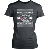 "Dashing Through The Books" Women's Fitted T-shirt - Gifts For Reading Addicts