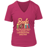 "Avoid Conversations since 1454" V-neck Tshirt - Gifts For Reading Addicts