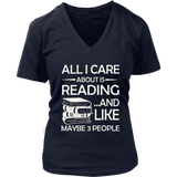 "All I Care About Is Reading" V-neck Tshirt - Gifts For Reading Addicts