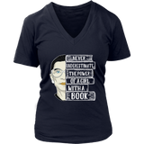 Ruth Bader "A Girl With A Book" V-neck Tshirt - Gifts For Reading Addicts