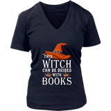 "Bribed With Books" V-neck Tshirt - Gifts For Reading Addicts