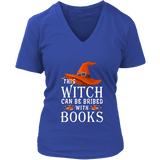 "Bribed With Books" V-neck Tshirt - Gifts For Reading Addicts