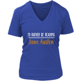 "I'd Rather Be reading JA" V-neck Tshirt - Gifts For Reading Addicts