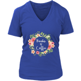 "Books & Coffee" V-neck Tshirt - Gifts For Reading Addicts