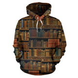 Bookshelf All Over Print Hoodie - Gifts For Reading Addicts