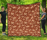 Brown Bookish Pattern Quilt - Gifts For Reading Addicts