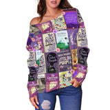 The Color Purple Book Covers Off Shouler sweater - Gifts For Reading Addicts