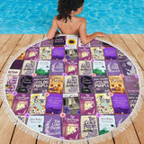 The Color Purple Book Covers Round Beach Blanket - Gifts For Reading Addicts