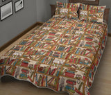 Bookish Pattern Quilt Bed - Gifts For Reading Addicts