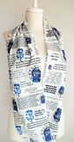 Doctor Who Tardis Handmade Infinity Scarf White Limited Edition - Gifts For Reading Addicts