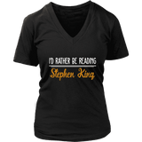 "I'd Rather Be Reading SK" V-neck Tshirt - Gifts For Reading Addicts