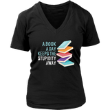"A Book A Day" V-neck Tshirt - Gifts For Reading Addicts