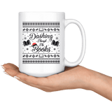"Dashing Through The Books"15oz White Christmas Mug - Gifts For Reading Addicts