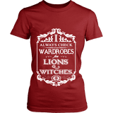 I always check Wardrobes for lions and witches, Fitted T-shirt - Gifts For Reading Addicts