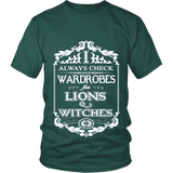 I always check Wardrobes for lions and witches, Unisex T-shirt - Gifts For Reading Addicts