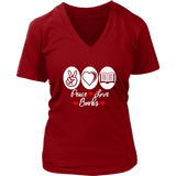 Peace, Love, Books V-neck - Gifts For Reading Addicts