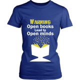 Warning! Open books lead to open minds Fitted T-shirt - Gifts For Reading Addicts