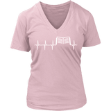 Book heart pulse V-neck - Gifts For Reading Addicts