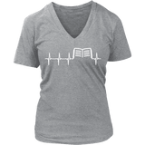 Book heart pulse V-neck - Gifts For Reading Addicts