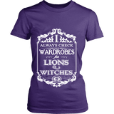 I always check Wardrobes for lions and witches, Fitted T-shirt - Gifts For Reading Addicts