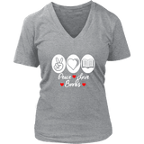 Peace, Love, Books V-neck - Gifts For Reading Addicts