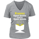 Warning! Open books lead to open minds V-neck - Gifts For Reading Addicts