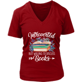 "Introverted But Willing To Discuss Books" V-neck Tshirt - Gifts For Reading Addicts