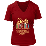 "Avoid Conversations since 1454" V-neck Tshirt - Gifts For Reading Addicts