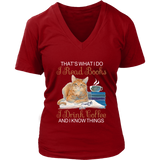 "I Read Books,I Drink Coffee" V-neck Tshirt - Gifts For Reading Addicts