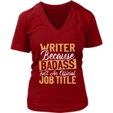 "badass isn't an official job title" V-neck Tshirt - Gifts For Reading Addicts