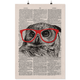 nerdy owl vintage dictionary poster - Gifts For Reading Addicts