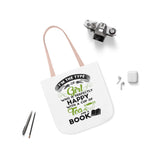 A Cup Of Tea And A Book Canvas Tote Bag - Vintage style - Gifts For Reading Addicts