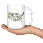 "USA Bookish Map"15oz White Mug - Gifts For Reading Addicts