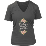 "Reading" V-neck Tshirt - Gifts For Reading Addicts