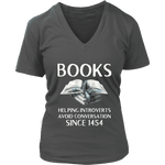 "Books" V-neck Tshirt - Gifts For Reading Addicts