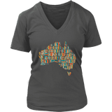 "Australia Bookish Map" V-neck Tshirt - Gifts For Reading Addicts