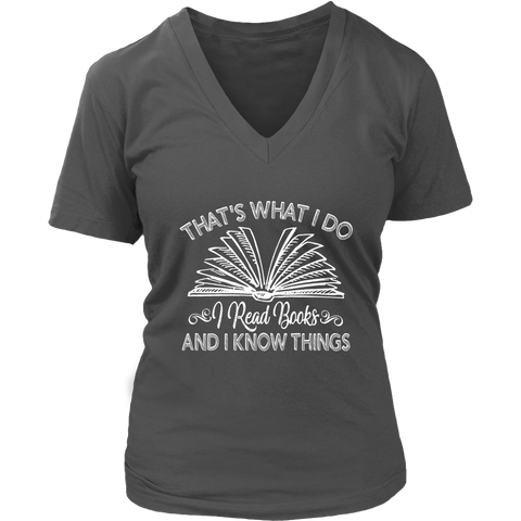 "I Read Books" V-neck Tshirt - Gifts For Reading Addicts