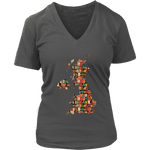 "UK Bookish Map" V-neck Tshirt - Gifts For Reading Addicts