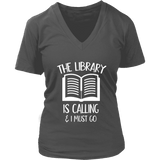 "The library" V-neck Tshirt - Gifts For Reading Addicts