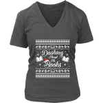 "Dashing Through The Books" V-neck Tshirt - Gifts For Reading Addicts