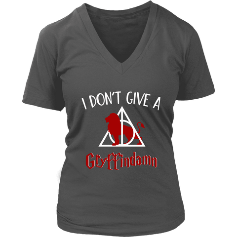 "I Don't Give A Gryffindamn" V-neck Tshirt - Gifts For Reading Addicts