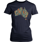 "Australia Bookish Map" Women's Fitted T-shirt - Gifts For Reading Addicts