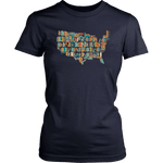 "USA Bookish Map" Women's Fitted T-shirt - Gifts For Reading Addicts