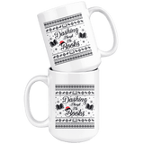 "Dashing Through The Books"15oz White Christmas Mug - Gifts For Reading Addicts