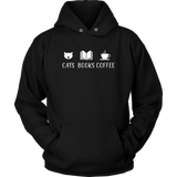"Cats Books Coffee" Hoodie - Gifts For Reading Addicts