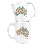 "Australia Bookish Map"15oz White Mug - Gifts For Reading Addicts